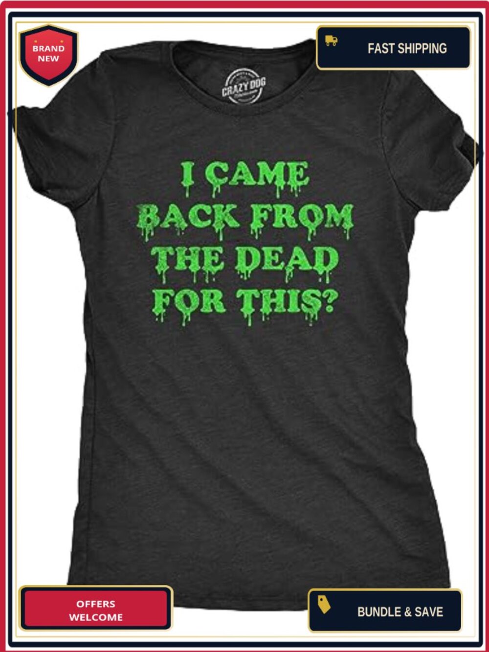 Womens Funny Witch T-Shirt Slim Fit Graphic Tee Crew Neck